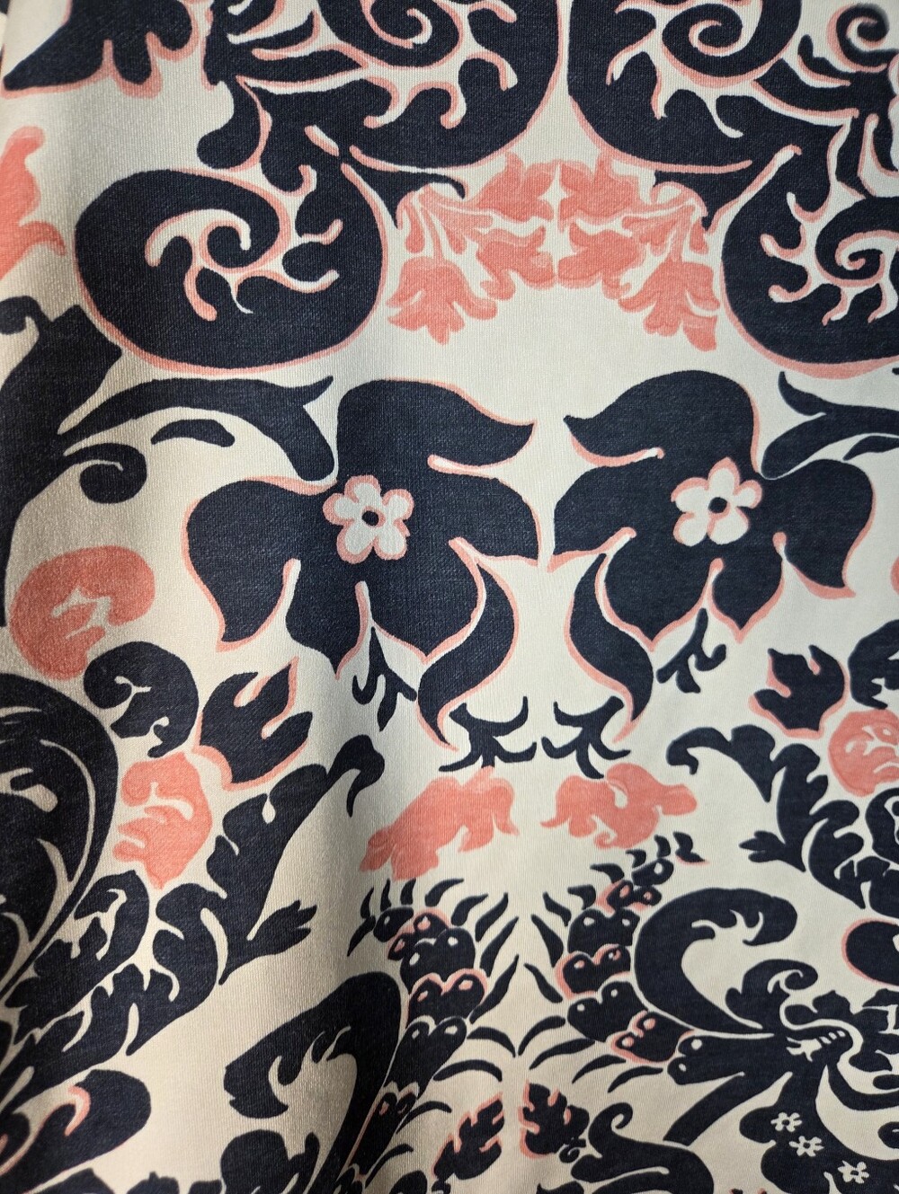 Haystacks Navy White Pink Damask Print Lettuce Hem Tank Dress Sz Medium Michigan - Picture 9 of 15